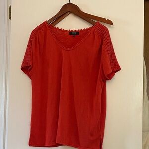 Crochet-Trim Short Sleeve Tee